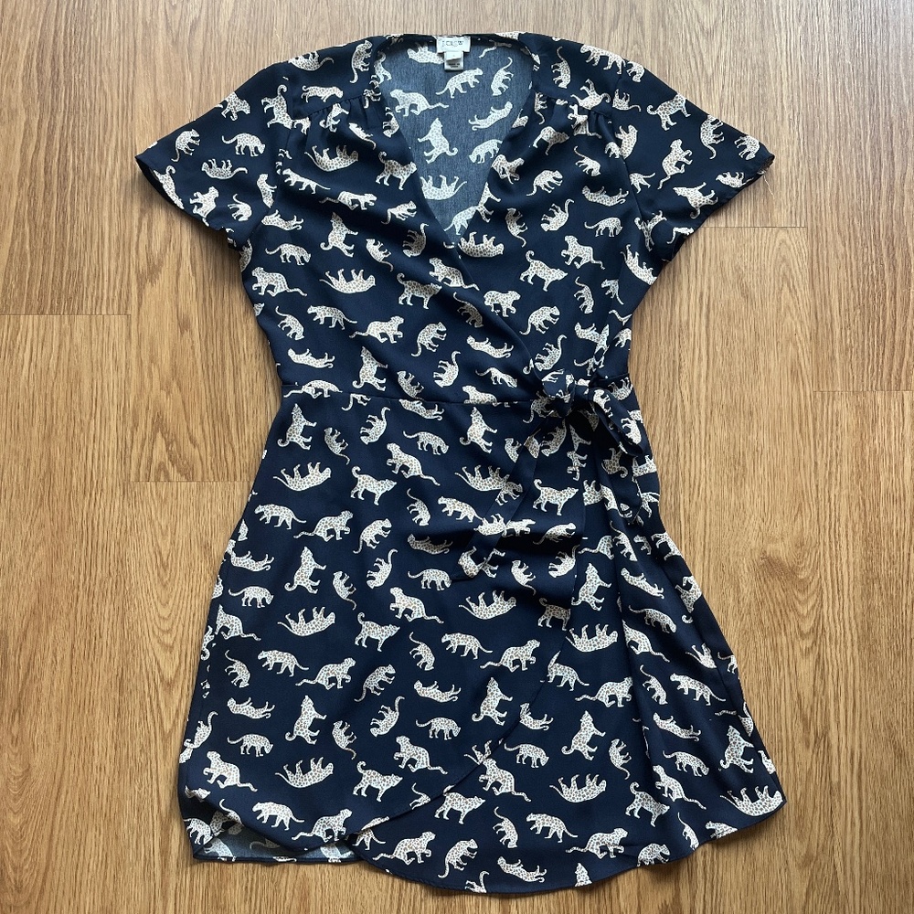 J. Crew Print Mini Wrap Dress (Cheetah Leopard Cat Jaguar)